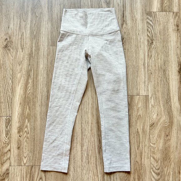 Lululemon Wunder Under Crop High Rise 21” Leggings Gray Heather Stripe Size 2 - Picture 8 of 9